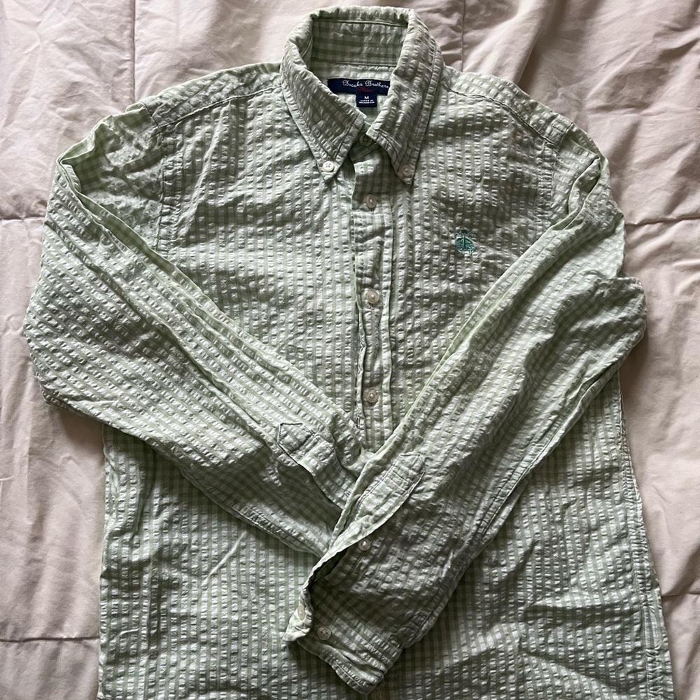Brooks Brothers Light Green Casual Button-Down Shirt